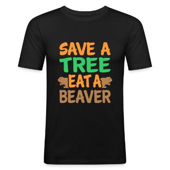 Biber - T-shirt près du corps Homme - noir - Devant - Nik (191cm)