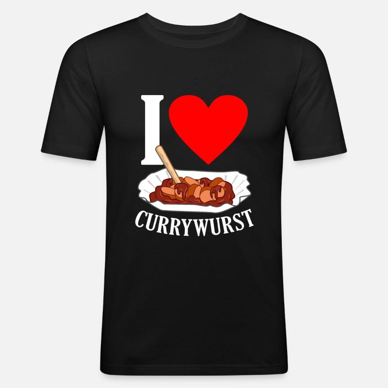 Currywurst - Männer Slim Fit T-Shirt - Schwarz