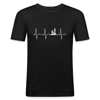 Forestier Bûcheron Travailleur forestier Tronçonneuse - T-shirt près du corps Homme - noir - Devant - Nik (191cm)