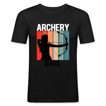 Bogenschießen Bogenschütze Bogenschützen Geschenk - Männer Slim Fit T-Shirt - Schwarz - Vorne - Nik (191cm)