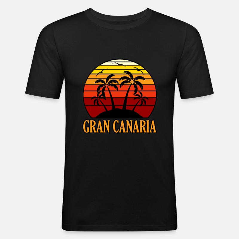 Gran Canaria - Männer Slim Fit T-Shirt - Schwarz