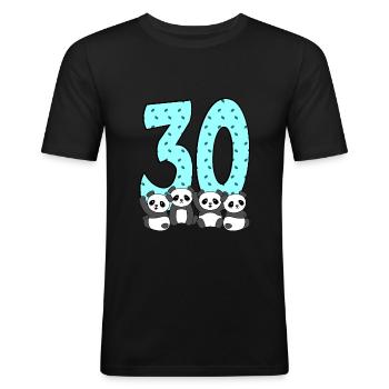 30e anniversaire - T-shirt près du corps Homme - noir - Devant - Nik (191cm)