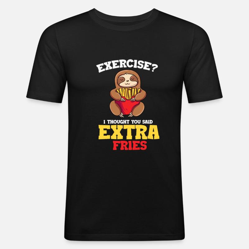 Faultier - Männer Slim Fit T-Shirt - Schwarz