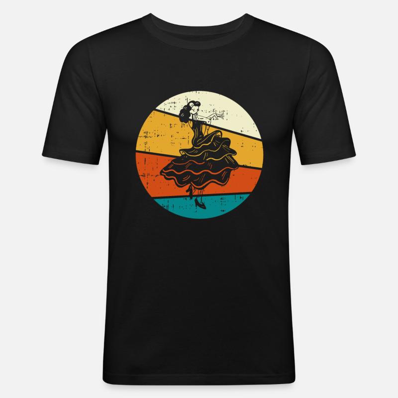 Flamenco - Männer Slim Fit T-Shirt - Schwarz