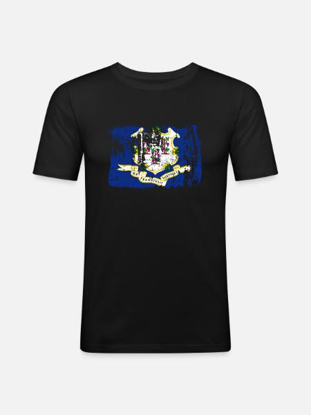 Connecticut flags proud gift - Men's Slim Fit T-Shirt - black