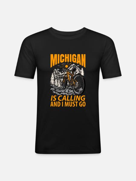 Michigan Travels Gift - Men's Slim Fit T-Shirt - black
