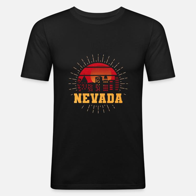 Nevada Pride State Mountain - Männer Slim Fit T-Shirt - Schwarz