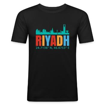 Riyadh - Men's Slim Fit T-Shirt - black - Front - Nik (191cm)