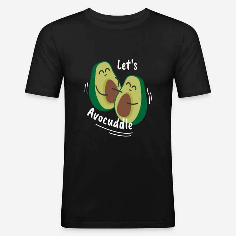 Lets Avocuddle Avocado Kuscheln Süß - Männer Slim Fit T-Shirt - Schwarz