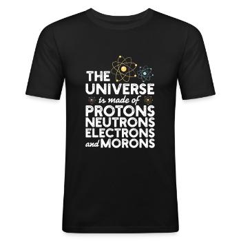 The Universe Is Made Of Protons Neutrons Geschenk - Männer Slim Fit T-Shirt - Schwarz - Vorne - Nik (191cm)