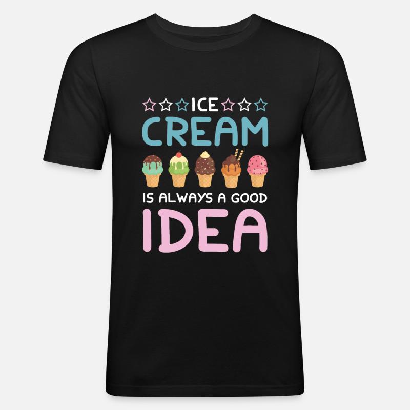 Eis Eiscreme idea Spruch - Männer Slim Fit T-Shirt - Schwarz