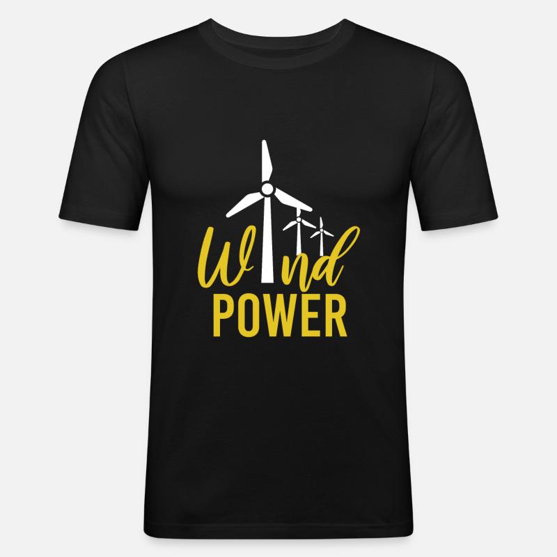 Windpower Windkraft Windenergie - Männer Slim Fit T-Shirt - Schwarz