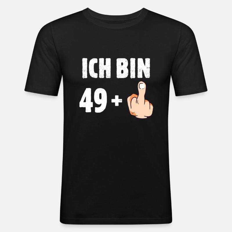 Ich bin 49 plus eins - Männer Slim Fit T-Shirt - Schwarz