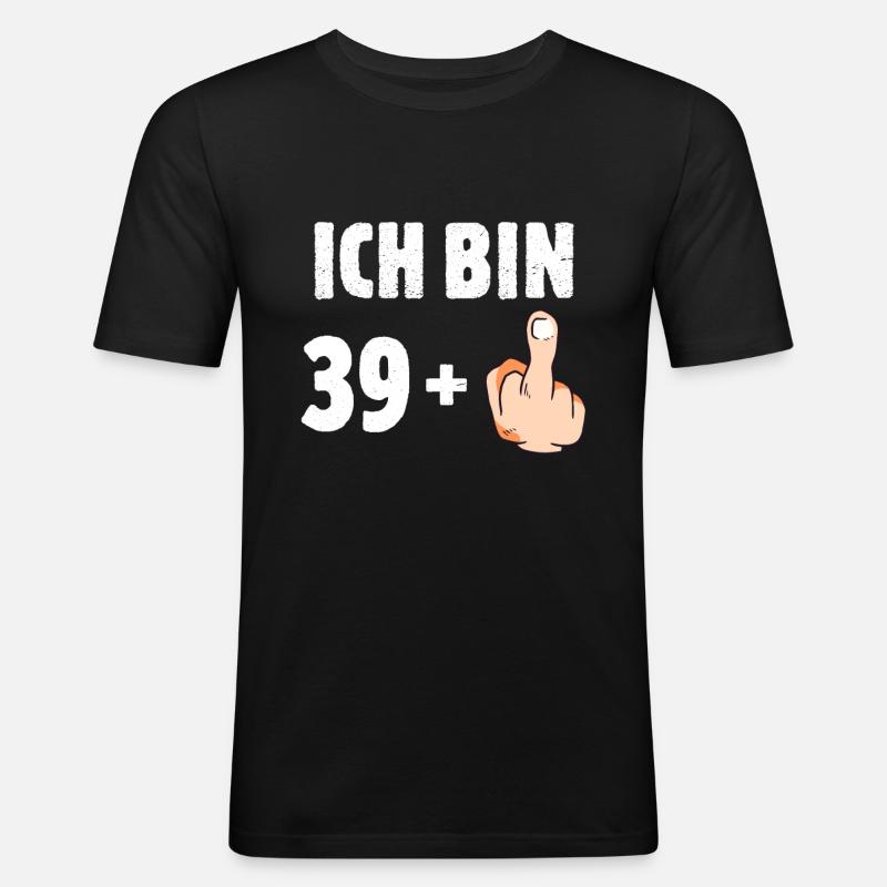 Ich bin 39 plus eins - Männer Slim Fit T-Shirt - Schwarz