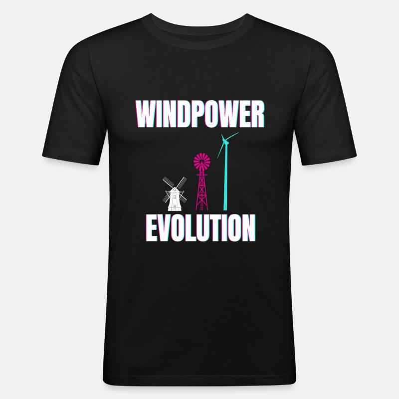 Windpower Evolution Windkraft Wind - Männer Slim Fit T-Shirt - Schwarz