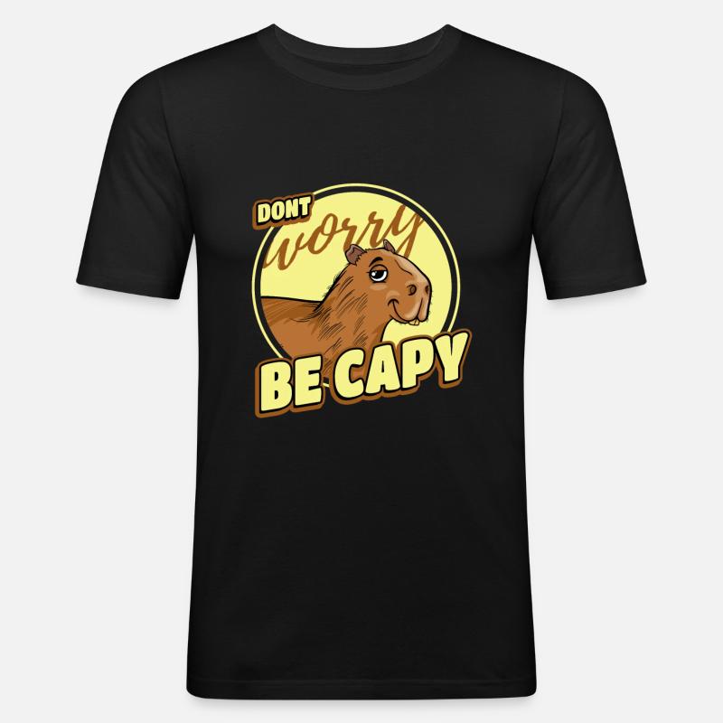 Capybara Retro Capibara - Männer Slim Fit T-Shirt - Schwarz