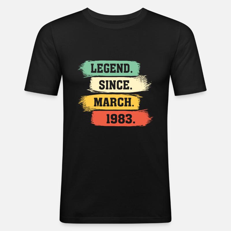 Legend Since March 1983 - Männer Slim Fit T-Shirt - Schwarz