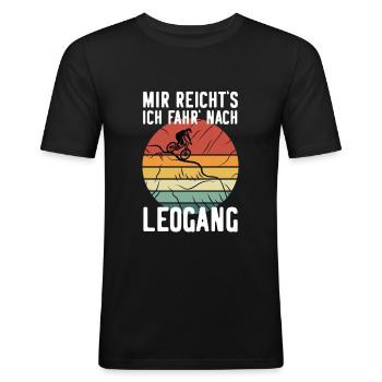 Downhill LEOGANG MTB Geschenk Mountainbiker - Männer Slim Fit T-Shirt - Schwarz - Vorne - Nik (191cm)