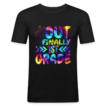 Peace Out Endlich Grundschüler Der 1. Klasse - Männer Slim Fit T-Shirt - Schwarz - Vorne - Nik (191cm)