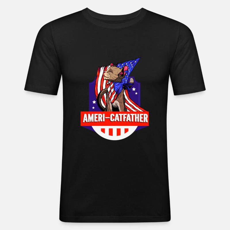Ameri-catfather July 4 Independence Day - Men's Slim Fit T-Shirt - black
