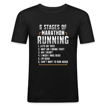 6 Etappen Des Marathonlaufs Marathonbekleidung - Männer Slim Fit T-Shirt - Schwarz - Vorne - Nik (191cm)