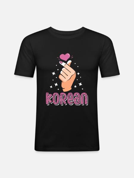 Korealainen rakkausmerkki korealainen rakastettu - Miesten tyköistuva t-paita - musta