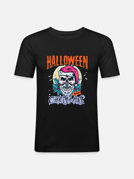 Halloween est mon Noël - T-shirt près du corps Homme - noir