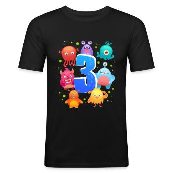 3. Geburtstag | Monster Geburtstag | Monster - Männer Slim Fit T-Shirt - Schwarz - Vorne - Nik (191cm)