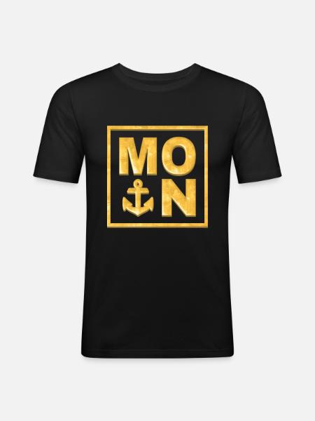 MOIN Anker Gold - Männer Slim Fit T-Shirt - Schwarz