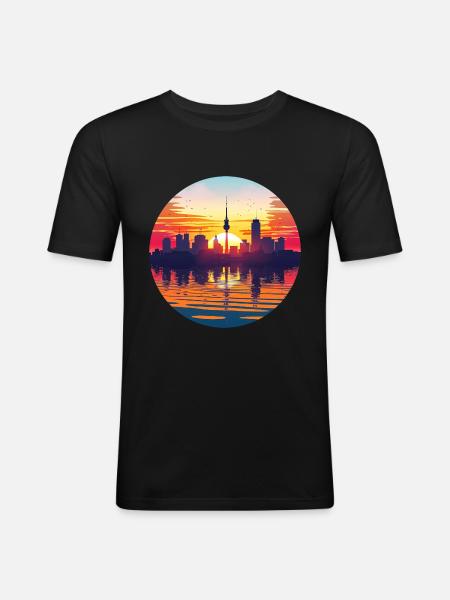 Hamburg Skyline - Männer Slim Fit T-Shirt - Schwarz