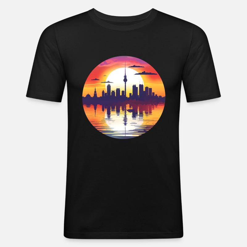 Iserlohn Skyline - Männer Slim Fit T-Shirt - Schwarz