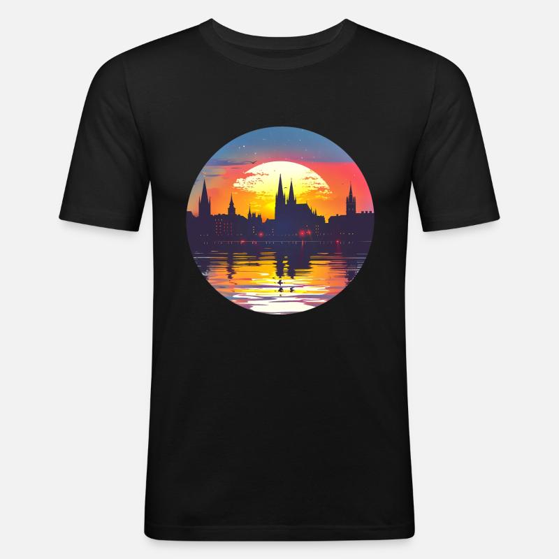 Münster Skyline - Maglietta aderente da uomo - nero