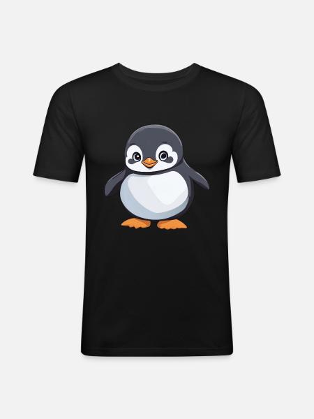 mignon pingouin petit pingouin - T-shirt près du corps Homme - noir