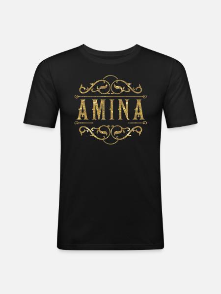 Amina gold - Men's Slim Fit T-Shirt - black