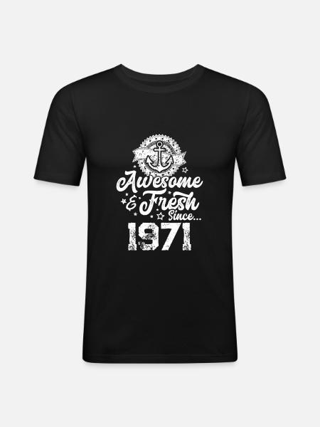 1971 awesome fresh - Men's Slim Fit T-Shirt - black