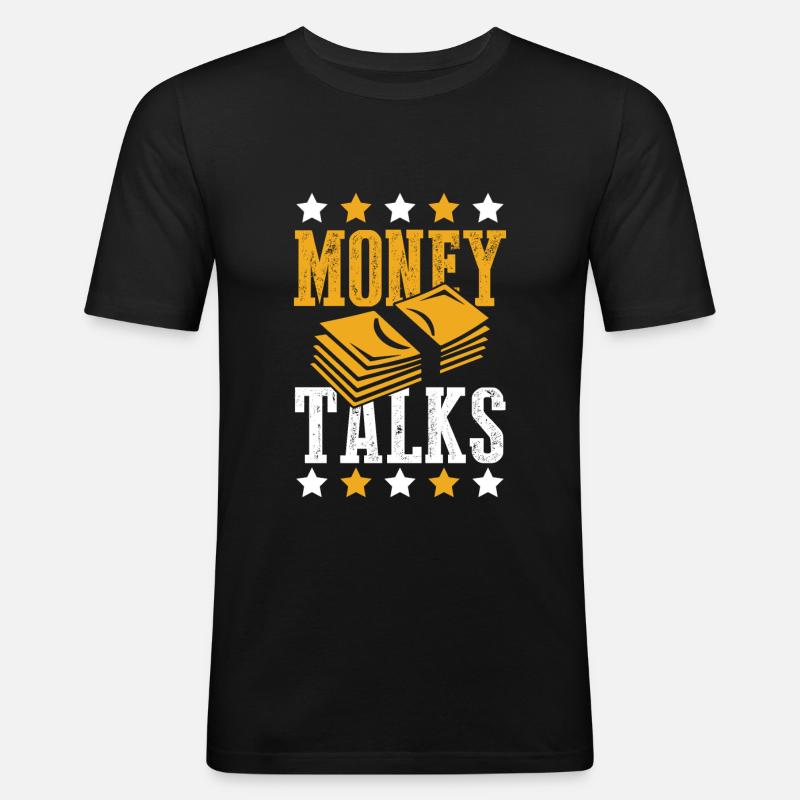 geld spricht talks - Männer Slim Fit T-Shirt - Schwarz
