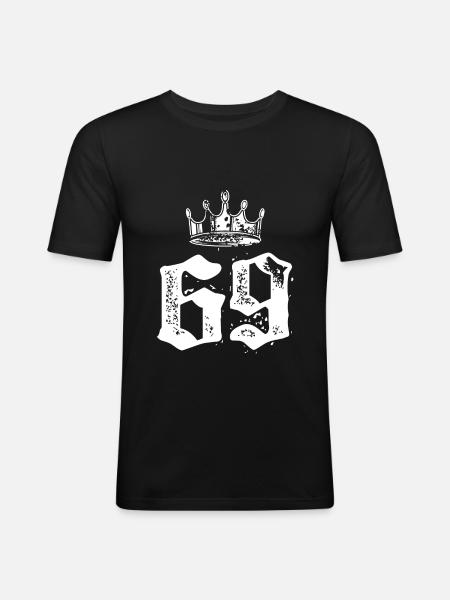 69 Couronne numérique - T-shirt près du corps Homme - noir