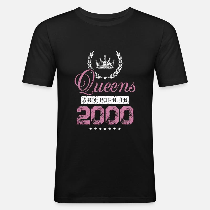 Queens born in 2000 - Männer Slim Fit T-Shirt - Schwarz
