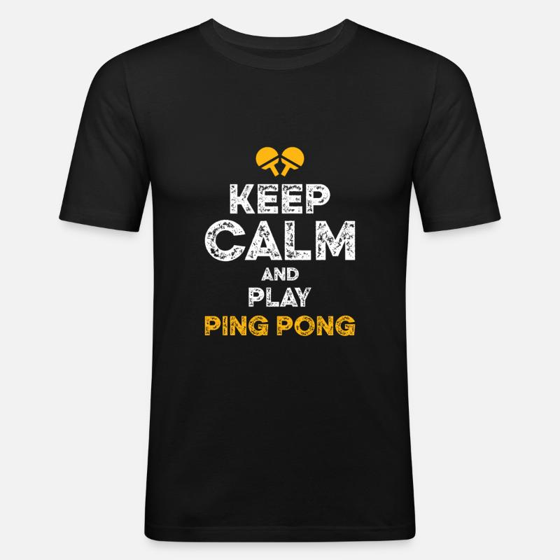 keep calm ping pong - Männer Slim Fit T-Shirt - Schwarz