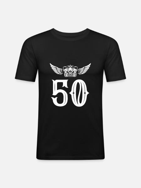50 number crown - Men's Slim Fit T-Shirt - black