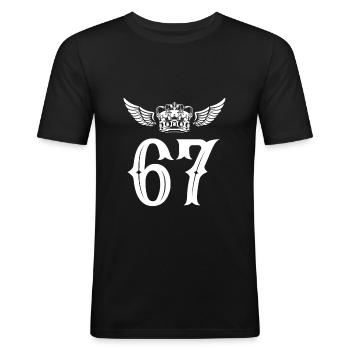 67 Number crown - Men's Slim Fit T-Shirt - black - Front - Nik (191cm)