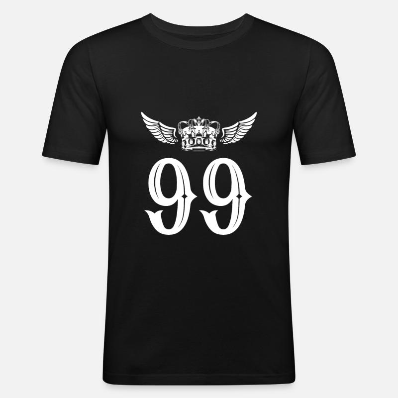 99 Zahl Krone - Männer Slim Fit T-Shirt - Schwarz
