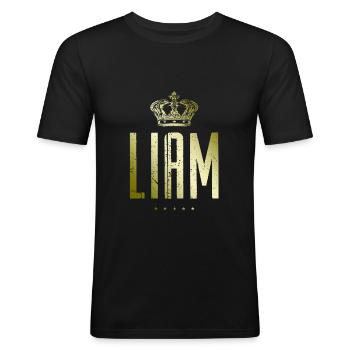 Liam - Men's Slim Fit T-Shirt - black - Front - Nik (191cm)