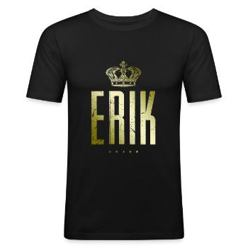 Erik - Männer Slim Fit T-Shirt - Schwarz - Vorne - Nik (191cm)