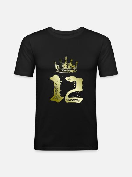 12 Number Crown - Men's Slim Fit T-Shirt - black