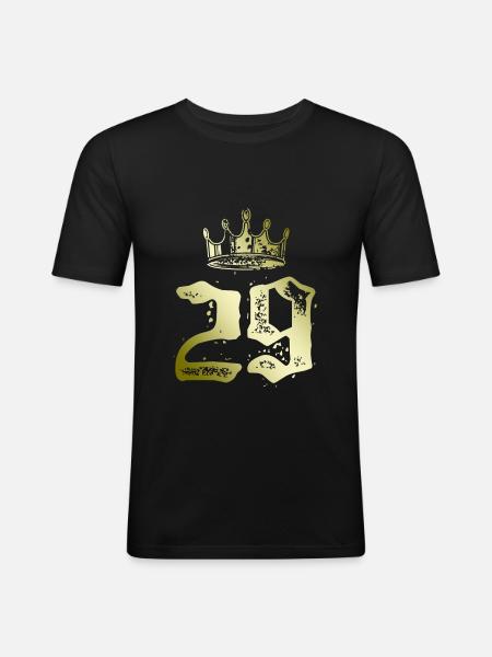 29 Zahl Krone - Männer Slim Fit T-Shirt - Schwarz