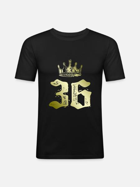36 Couronne numérique - T-shirt près du corps Homme - noir