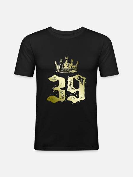 39 Couronne numérique - T-shirt près du corps Homme - noir
