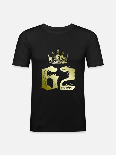 62 Couronne numérique - T-shirt près du corps Homme - noir