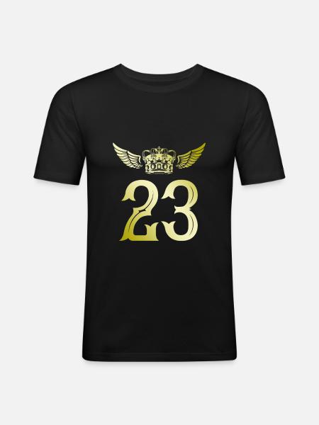 23 Couronne numérique - T-shirt près du corps Homme - noir